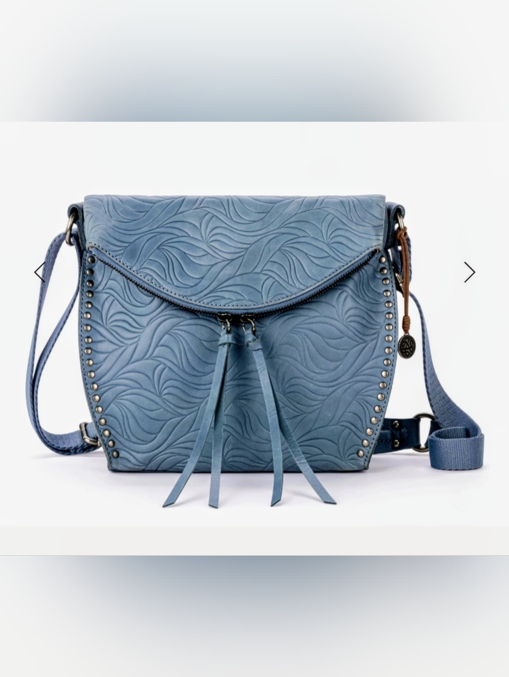 The Sak Silverlake‎ Leather Flap Crossbody In Maritime Wave Embossed W/ Wallet